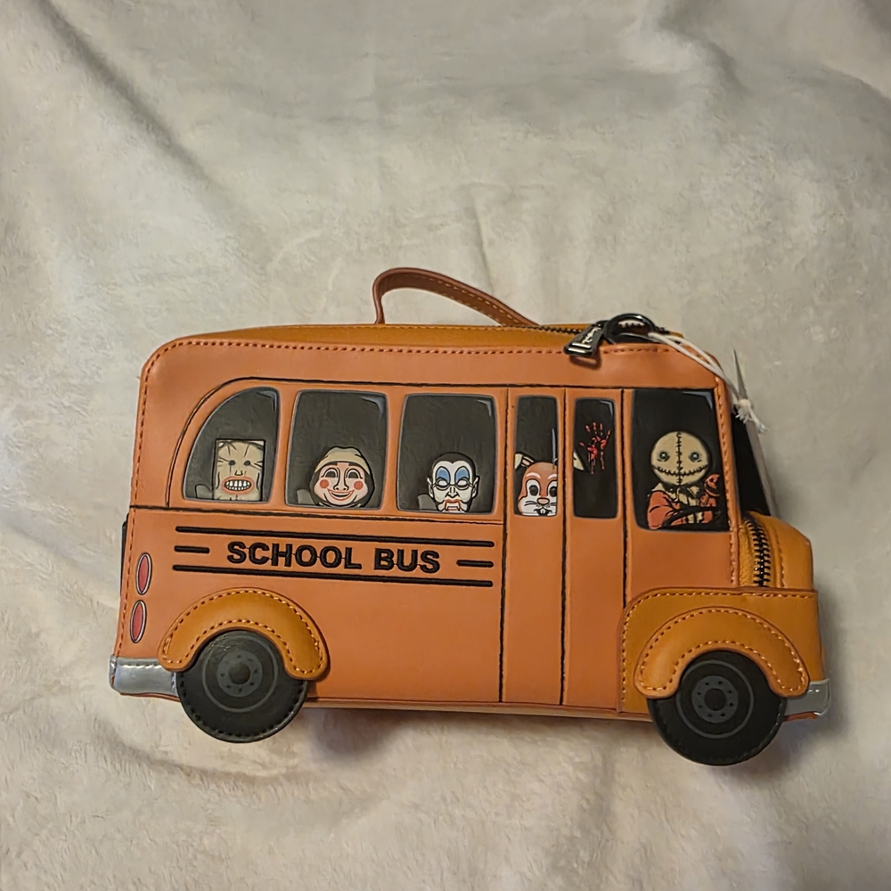 Loungefly Trick 'R Treat School Bus Glow-in-the-Dark Figural Crossbody Bag